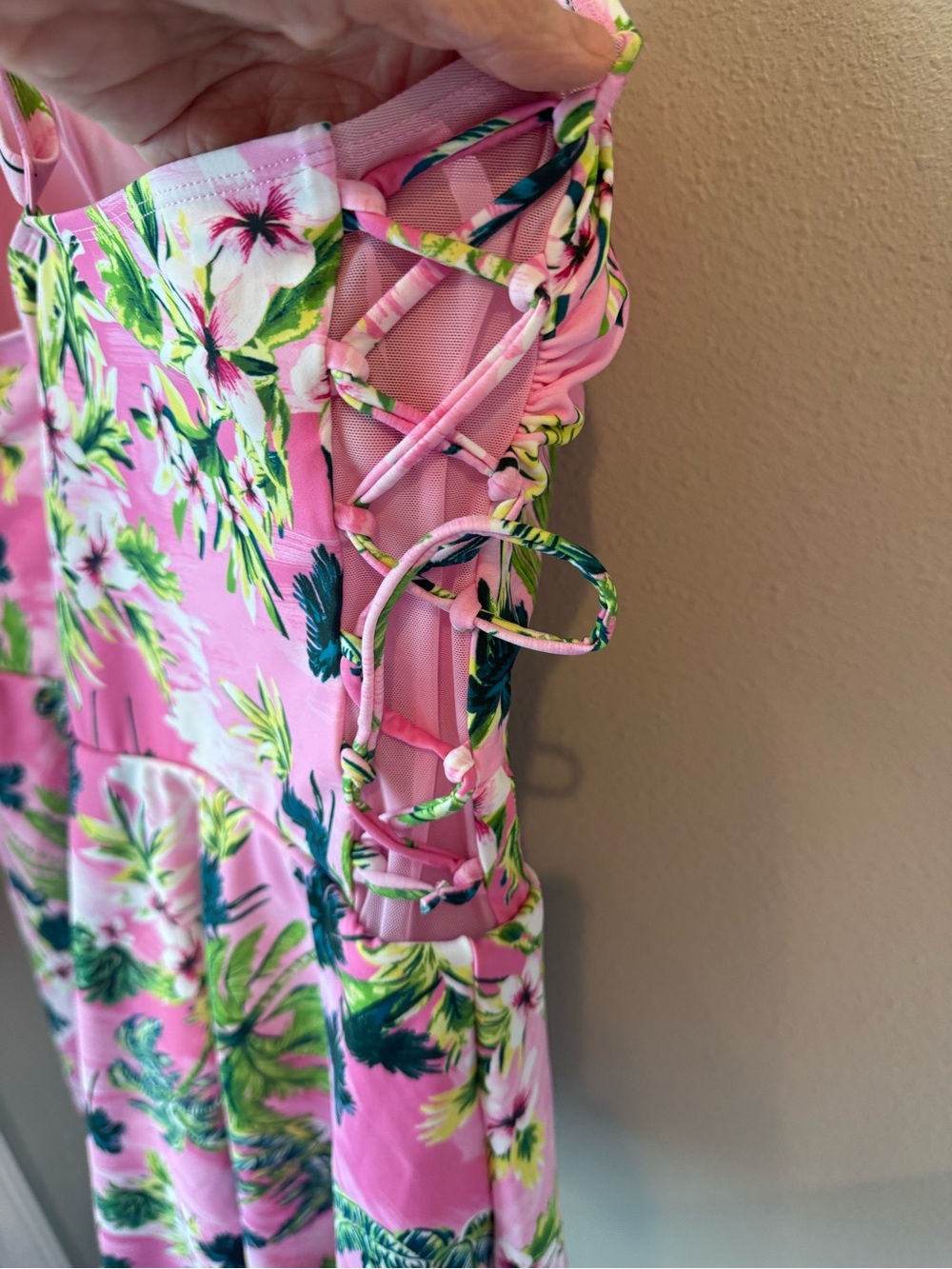 Torrid Pink Floral One-Piece Swim Dress - Picture 5 of 9